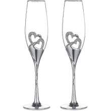 Juego de 2 copas de champán para boda, copas de cristal en forma de corazón, copas de champán para boda,