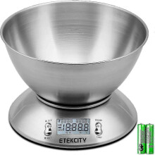 Etekcity Elektronische Küchenwaage mit Edelstahl-Rührschüssel, Timer und Temperatursensor, digital