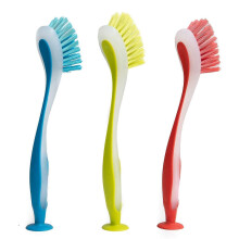 Brosses à vaisselle en plastique avec ventouse - lavables au lave-vaisselle, lot de 3