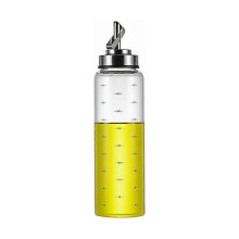 Botella de aceite de cocina de alta transparencia de 500 ml, dispensador automático de aceite con graduación