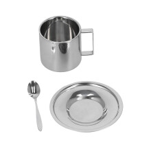 3PCS/Set Insulated Coffee Cup Set Stainless Steel Double Walled Mugs Milk Tea Cup with Saucer Spoon