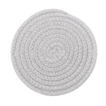 Dessous de verre rond en fil de coton tissé fait main, 10,9 cm, isolant, épais et polyvalent, pour table