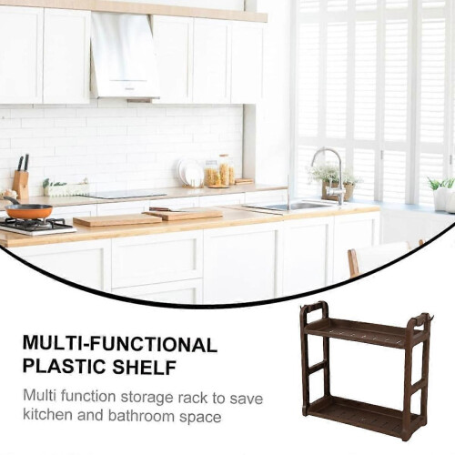 Double layer multi-purpose plastic kitchen storage shelf, bathroom management shelf 2