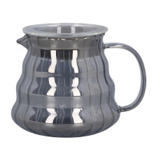 Glass Coffee Server Electroplated Grey Striped Glass Coffee Carafe Coffee Pot Manual Drip Pot Filter