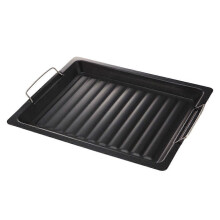 Grill Frying Pan Barbecue Baking Pan Non-Stick Even Heating 30X25CM Black Outdoor Picnic Tool 1Set