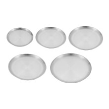 Lot de 5 assiettes rondes réutilisables en acier inoxydable pour la maison, le camping et l'extérieur