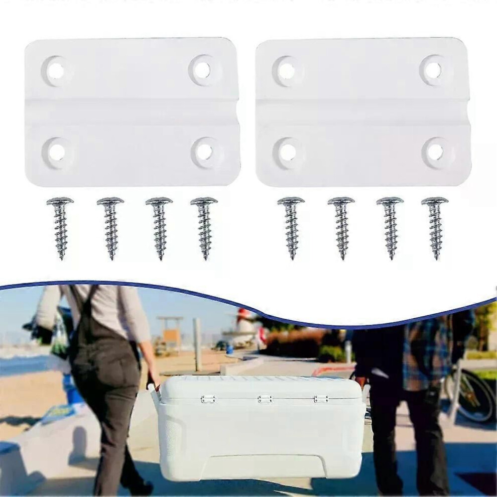 Lot de 2 charnières de rechange pour glacière, en plastique blanc, avec vis, pour boîte en bois, coffret