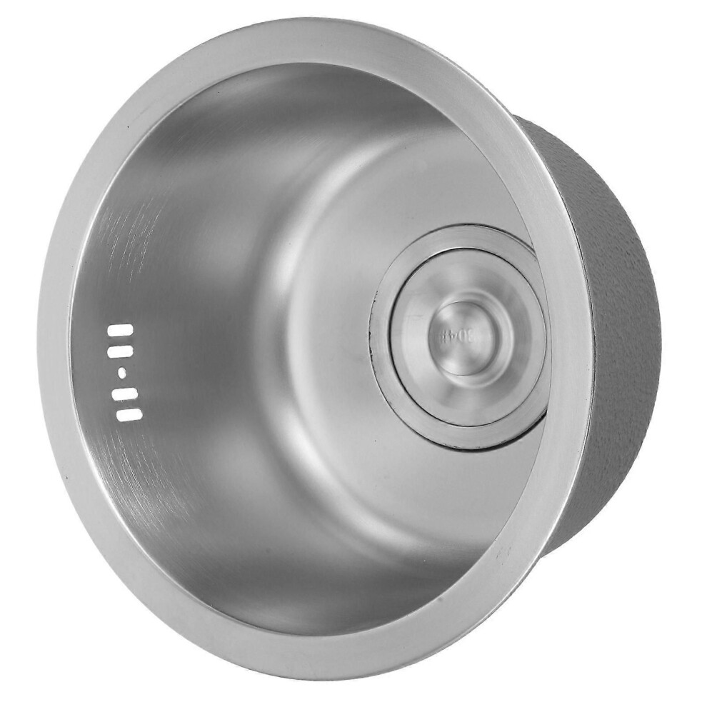 Petit évier de cuisine rond en acier inoxydable pour camping-car, 11 pouces, drainage argenté, 1 pièce