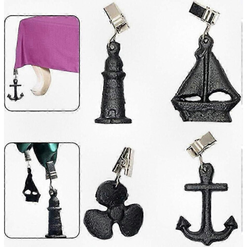 Vintage Windproof Tablecloth Clips with Iron Weights for Outdoor Use