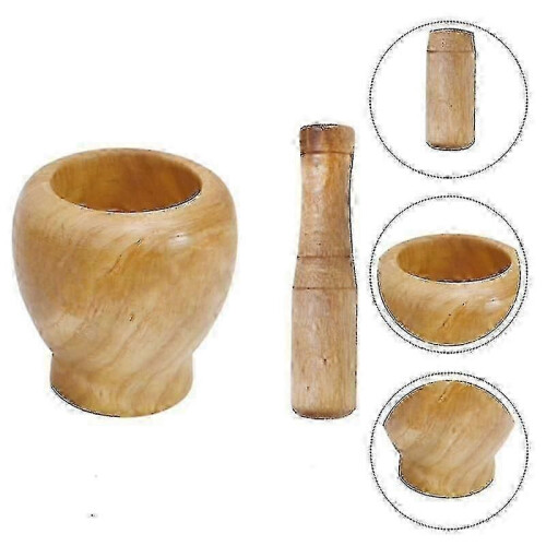 1 set di mortaio per aglio in legno 1