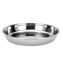 1 assiette ronde en acier inoxydable pour barbecue, support pour aliments, assiette Ă dessert (argent)