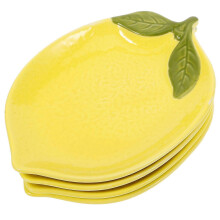 Lot de 4 assiettes à citron, bols en forme de citron, bols à dessert, bols à citron en céramique, bols