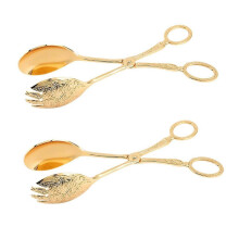 2 stuks gebaks tangen, zinklegering keuken tang, brood, cake, salade, eten, keuken, buffet, theekransje,