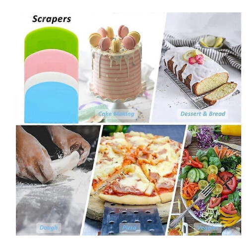 2PCS Plastic Dough Scraper Bowl Scraper, Food-Grade Bench Scraper, Flexible Dough Cutter, Multipurpose 2