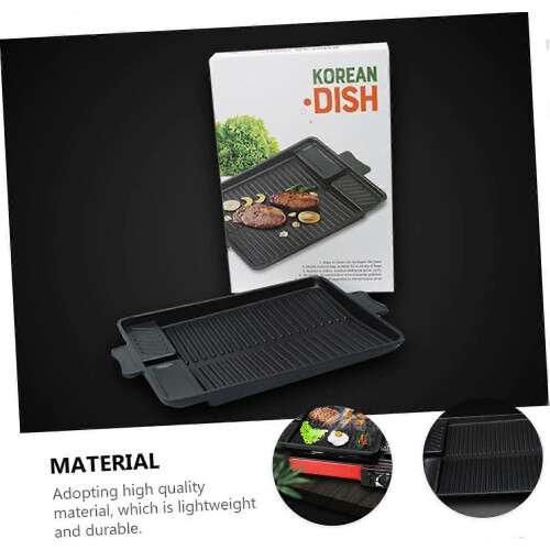 1 placa de parrilla antiadherente rectangular para barbacoa, sartén multifuncional para exteriores, 2
