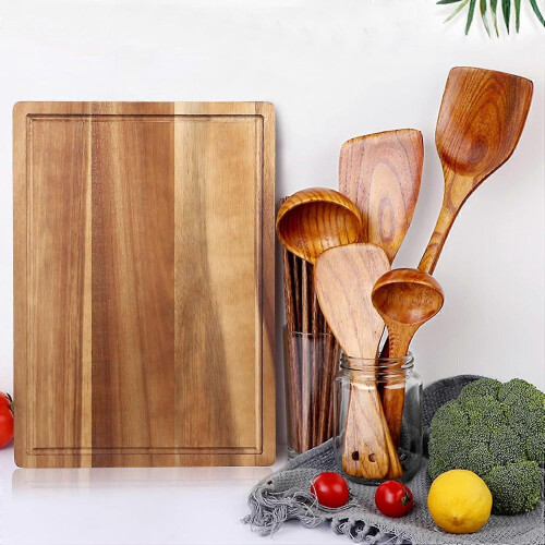 Solid Acacia Wood Large Thick Cutting Board for Kitchen Meat Serving Cheese Board 2
