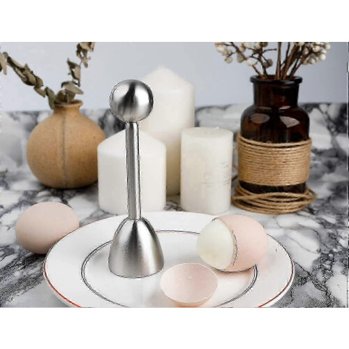 Soft & Hard Boiled Egg Cracker Topper - Stainless Steel Shell Separator for Easy Peeling1 1