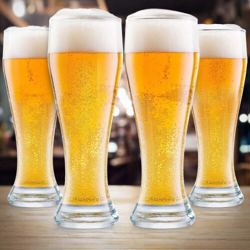4 Pack Nucleated Pilsner  Glasses for  Drinking Bliss 16 oz 2