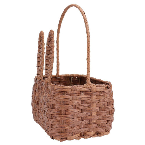 Rattan Picnic Basket Practical Design Storage Container Spring Outing Use PVC Iron Frame 12.6X7.9X6.3in 2
