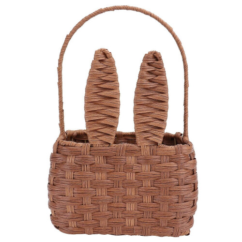 Rattan Picnic Basket Practical Design Storage Container Spring Outing Use PVC Iron Frame 12.6X7.9X6.3in 1