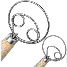 Lot de 2 fouets à pâte danois, fouet à pain, fouet hollandais, fouet danois en bois, acier inoxydable