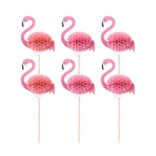 Lot de 50 décorations de gâteaux flamants roses 3D hawaïennes pour fête hawaïenne