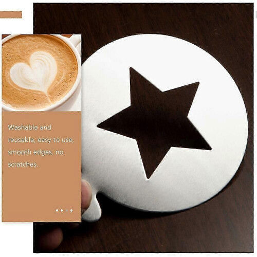 2 pezzi stencil per torta, stencil per caffè a forma di stella, stencil per caffè a forma di cuore, 1