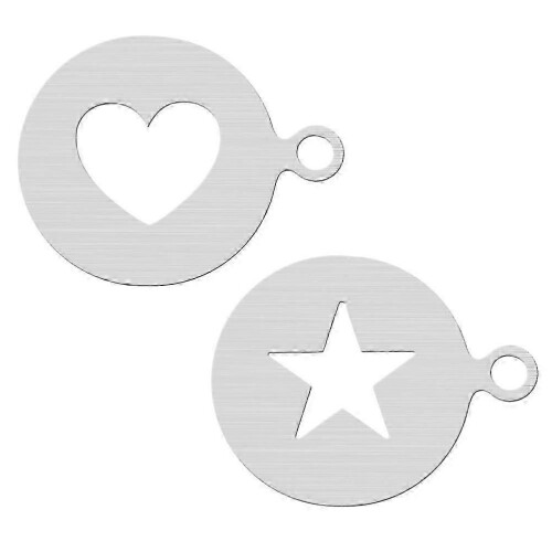 2 pezzi stencil per torta, stencil per caffè a forma di stella, stencil per caffè a forma di cuore, 2