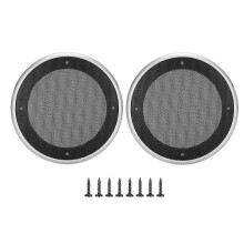 Lot de 2 housses décoratives pour haut-parleur audio de 5 pouces, en maille métallique (argent et noir)