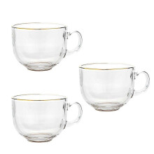 Aesthetic Glass Cup Clear Cups For Breakfast Milk Drinking Integrated Style 10.5x8.4cm 3Pcs