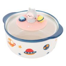 Saladier avec couvercle en céramique pour familles, design peu encombrant, 800 ml, artisanat, soupe,