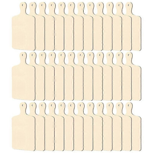 36 mini tablas de cortar de madera con mango, madera sin terminar