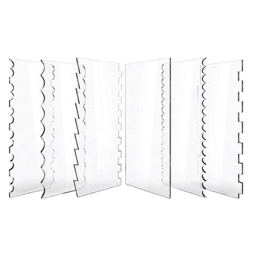 6Pcs Clear Acrylic Cake Scraper Patterned Edge Scraper for Baking Fondant