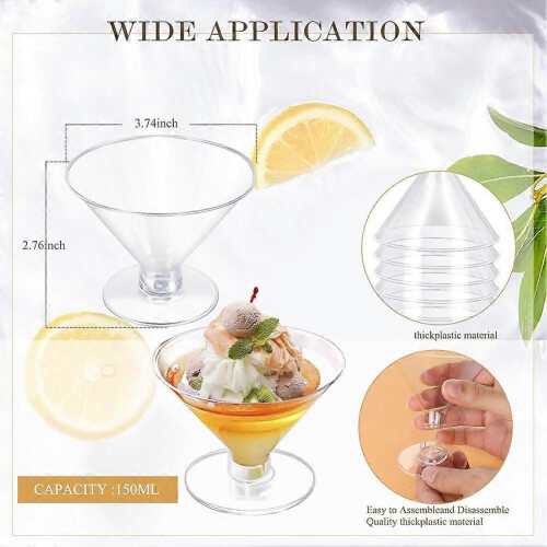Confezione da 80 bicchieri da Martini in plastica, bicchieri da cocktail, bicchieri da cocktail in plastica 2