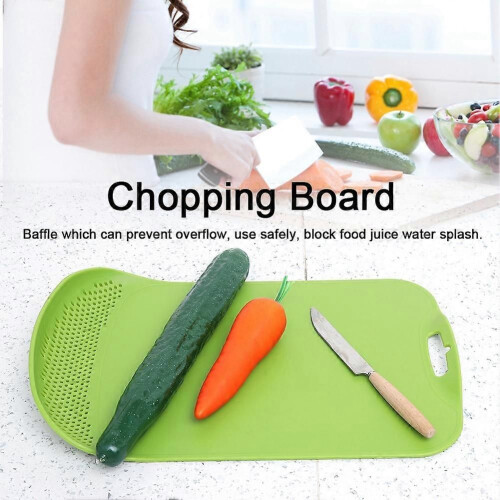 Multifunctional Drainage Plastic Chopping Board Kitchen Drain Cutting Block Kitchen Tool Green 1