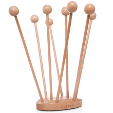 Séchoir à sacs en plastique réutilisable en bois de hêtre pour le rangement de la cuisine