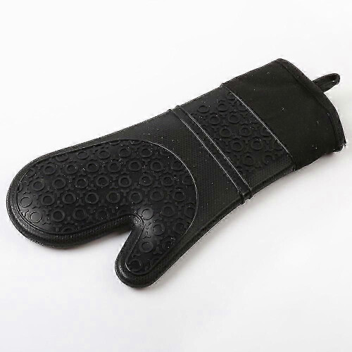 Heat Resistant Silicone Oven Gloves (black,1 Pair) 2