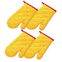 Lot de 4 maniques de cuisine, gants de cuisine, gants de cuisson, maniques, gants de cuisine, jaunes