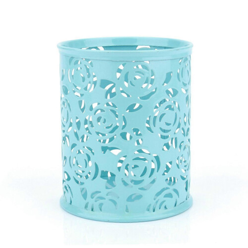 1 pot à crayons creux en forme de rose pour bureau (bleu) 2
