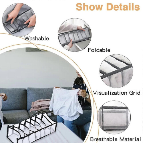Boîte de rangement pliable pour vêtements avec compartiments en maille et 7 compartiments 2