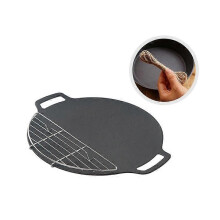 Poêle à griller en fonte pour barbecue de camping en plein air, style : plaque de cuisson, filet et
