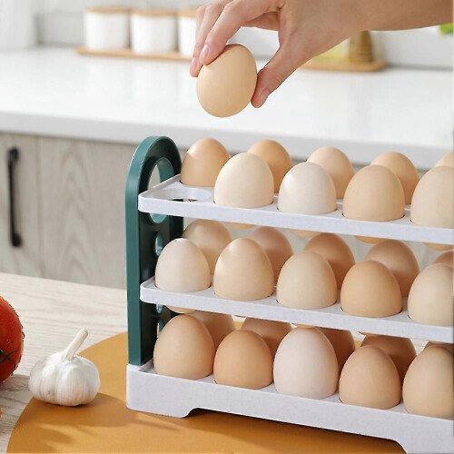 New Refrigerator Egg Storage Box Rotating Fridge Egg Holder Case Space-Saving Egg Organizer Contain 1