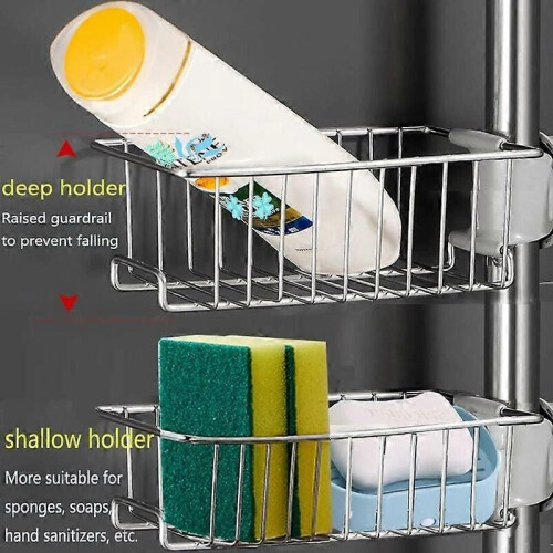 Organisateur d'évier en acier inoxydable, support polyvalent avec installation réglable, conception 2
