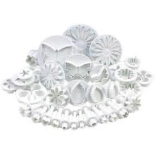 Lot de 33 emporte-pièces à piston pour gâteaux fondants, décoration en forme de cœur, de fleurs, de