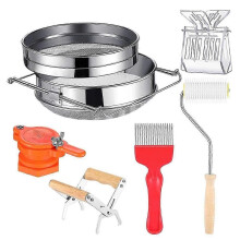 Honingoogstset met bijengereedschap, dubbele zeef, honingzeef, framegreep, vork zonder deksel, deksel