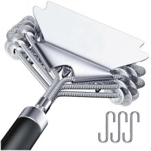 Brosse et grattoir pour gril sans poils, brosse pour gril pour extérieur, brosse pour barbecue en acier
