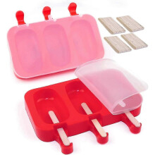 Moules à glace en silicone avec couvercles, paquets de 2 x 3 cavités pour enfants, pour gâteaux, glaces