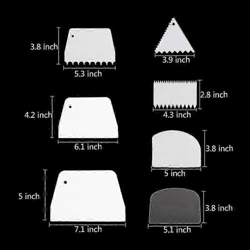 Cake Scraper Cake Smoother, 7Pcs Dough Scraper Bowl Scraper Cutters Cake Icing Scraper Smoother Tool 1