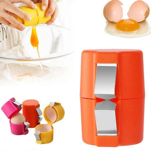 Orange Egg Cracker  Peeler  Stainless Steel Eggshell Breaker, Separator  Cutter for Raw  HardBoiled