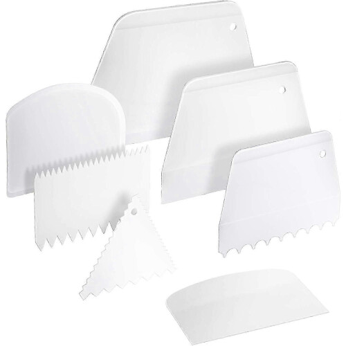 Cake Scraper Cake Smoother, 7Pcs Dough Scraper Bowl Scraper Cutters Cake Icing Scraper Smoother Tool